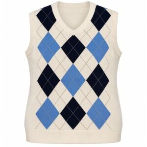Blue Ocean Sweater Vest L Retro College Golf Argyle Diamond Knit Preppy Academic
